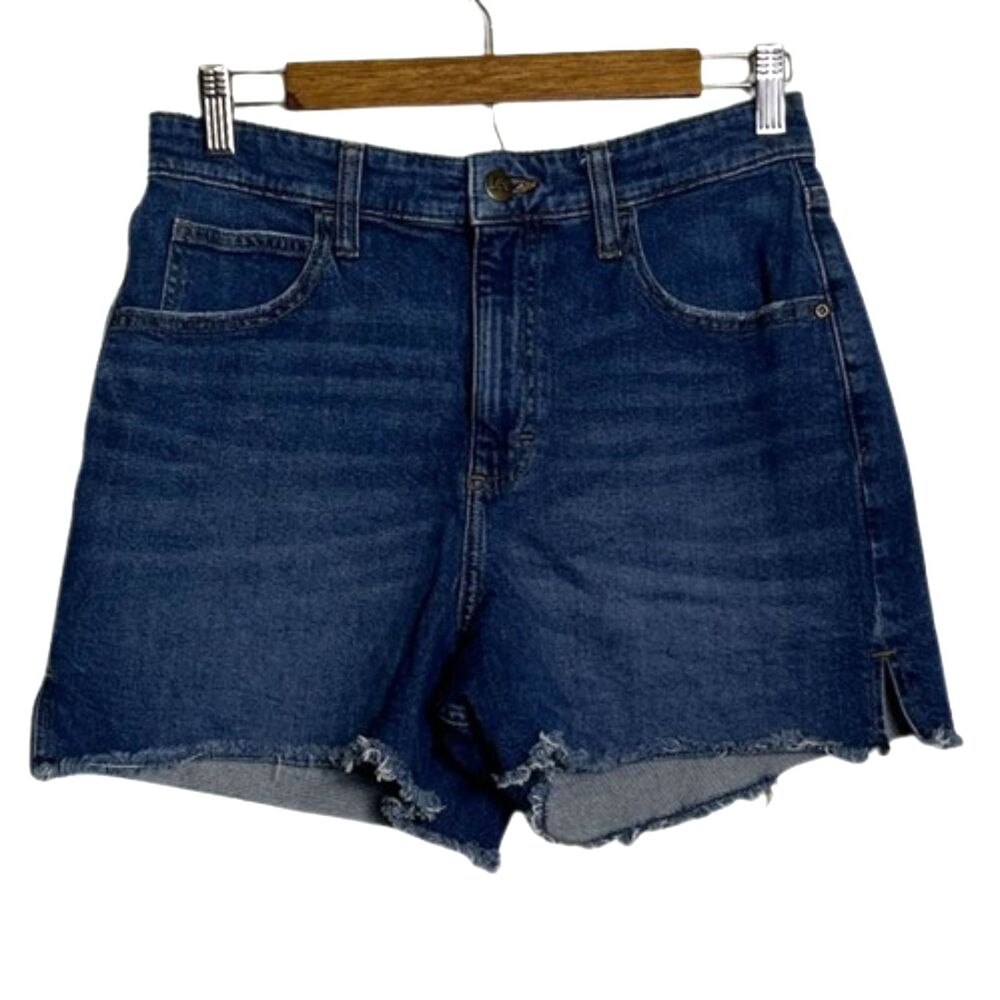 Lee High Rise Denim Jean Cuttoff Shorts Size 6 Festival Summer Logo Cotton Blue